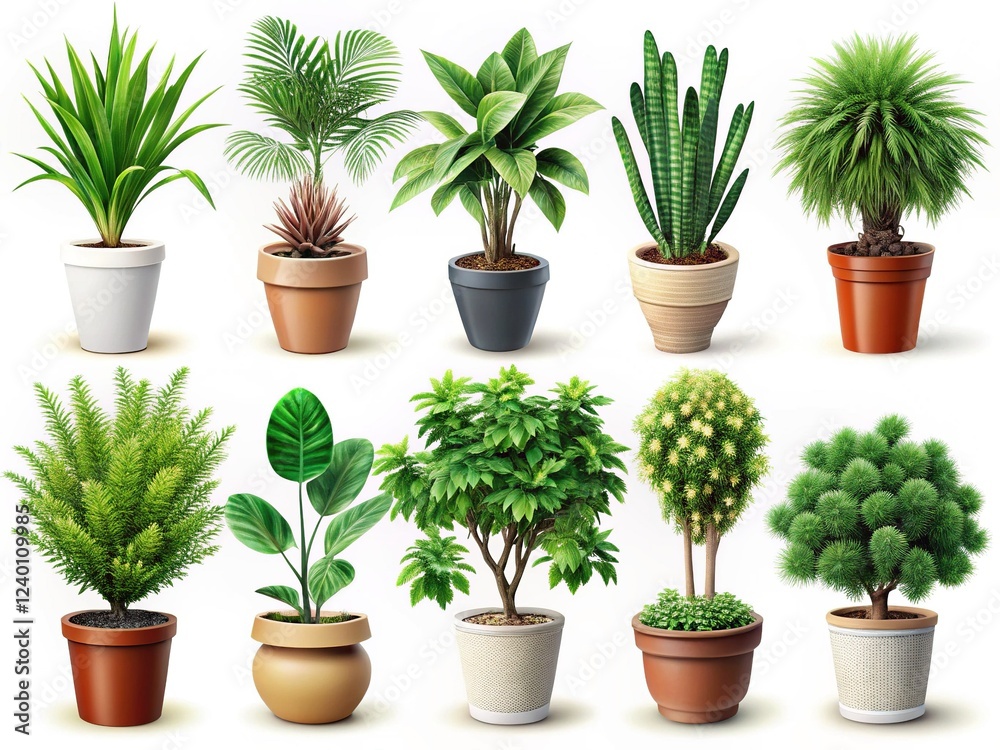 Fototapeta premium Macro Photography: Isolated Set of Diverse Plants, Botanical Details, Vivid Colors