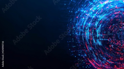 Abstract technological background with circular data patterns and vibrant color combinations for digital design projects
