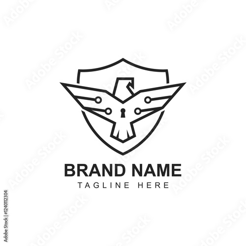 Modern logo combination of shield and eagle. Perfect for cyber security