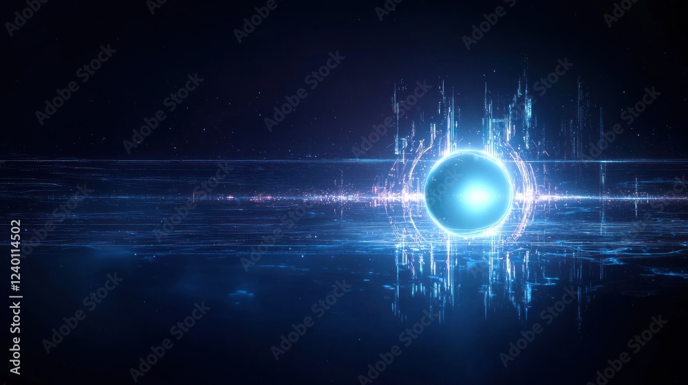 Obraz premium Glowing Blue Circle Abstract Background