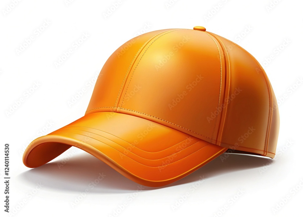 Fototapeta premium Stylish Orange Sun Hat, Sport Cap, Summer Fashion Accessory, Isolated Background