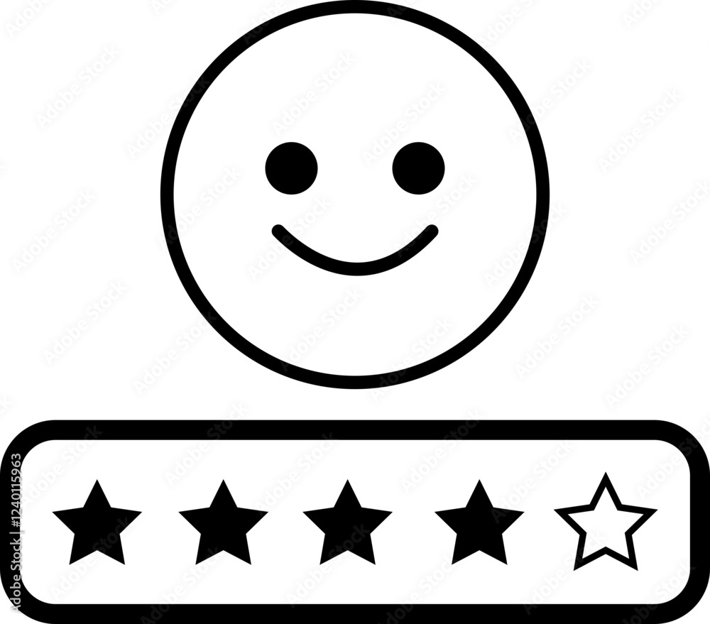 Fototapeta premium Rating Satisfaction icon. vector of Emotion Smiles Excellent, Good, Normal, Not Good, Bed, Credit Rating and Service, Survey approval user rating star elements. isolated on transparent background