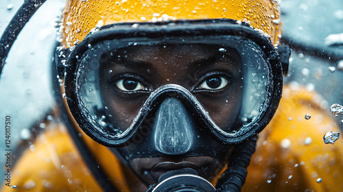 a man wearing a diving mask and goggles