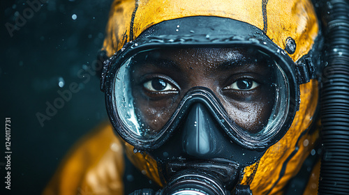 a man wearing a diving mask and goggles photo