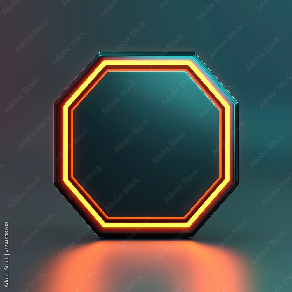 A serene gradient-lit setting enhances a hexagonal badge mockup with soft glowing borders, adding elegance to the minimalist environment.