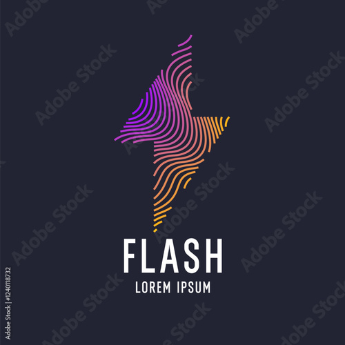 The energy designation icon. The picture represents electricity, voltage. Vector illustration in a simple style. Icon of lightning, thunder.