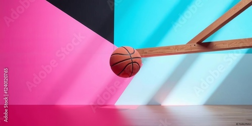 Unique basketball design with crossbeam creating visual contrast, unconventional, innovative, striking, divided, two sections, visual, striking