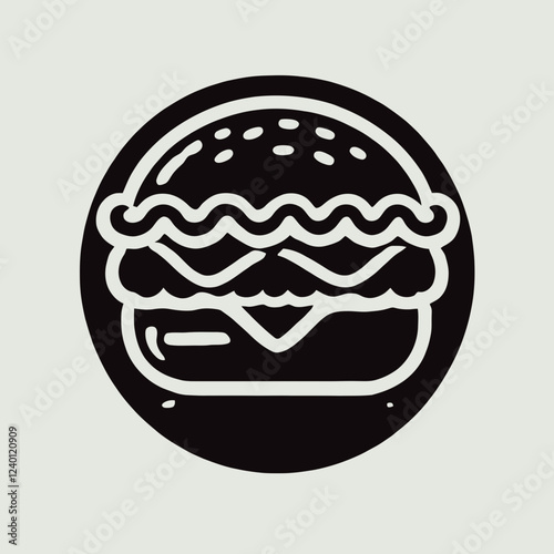 Burger Delight Silhouettes in black on a white background