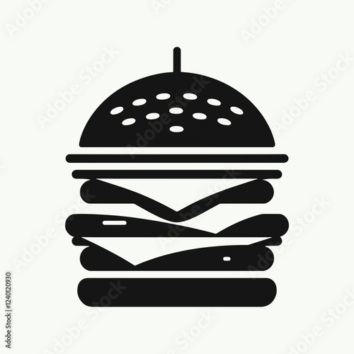 Burger Delight Silhouettes in black on a white background