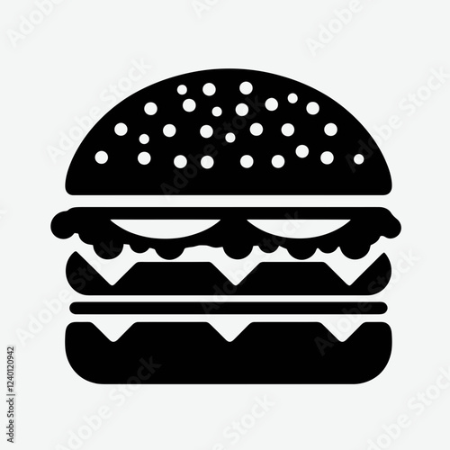 Burger Delight Silhouettes in black on a white background