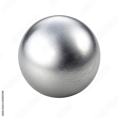 3d metallic silver ball on transparent background