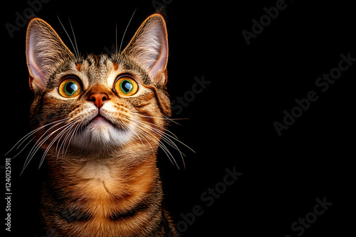 Cat on black background
