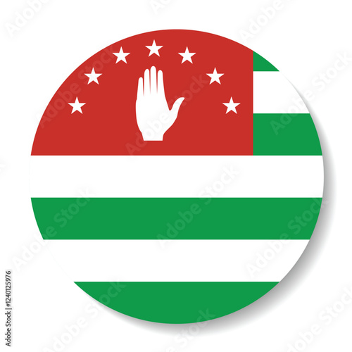 Abkhazia flag. Republic of Abkhazia circle flag. Flag icon. Standard color. Round flag. Computer illustration. Digital illustration. Vector illustration.