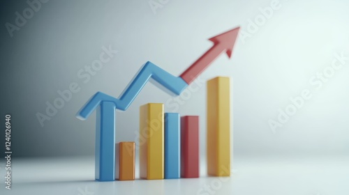 bar chart going up with an arrow, 3d. white background. Free Download bar chart going up with an arrow, 3d. white background. - GFXLoad