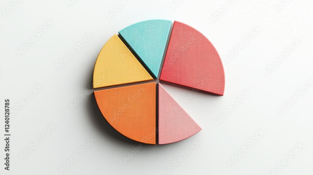 Obraz premium Strategic global market expansion concept. Colorful pie chart segments arranged on a neutral background.