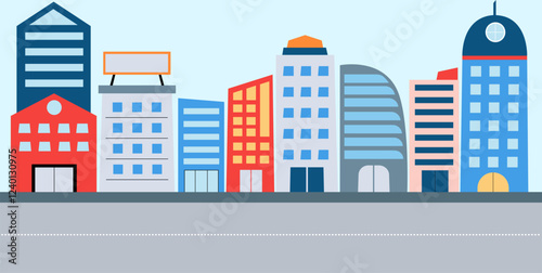 Flat illustration of Cityscape with many skyscraper