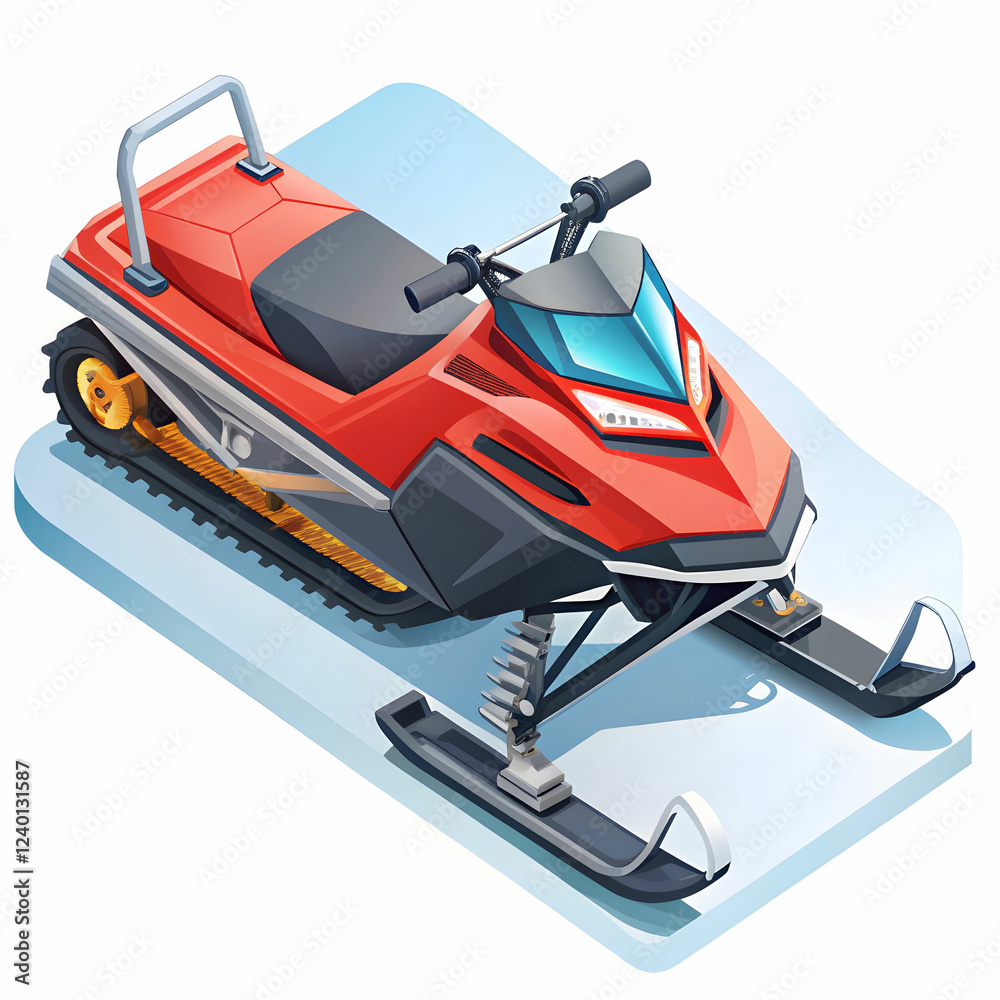 Isometric Snowmobile with white Background Isometric Snowmobile with white Background