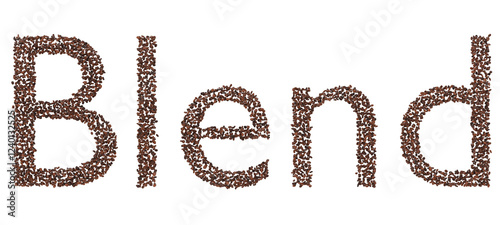 3D Render of 'Blend' Word Made with Coffee Beans - Transparent Background