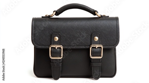 High-fashion designer messenger bag with bold metallic hardware photo