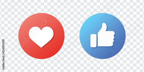 Thumbs and Heart Social Media Icon Set