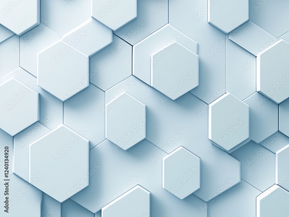 Abstract geometric pattern of light blue hexagons creating a modern and clean background effect