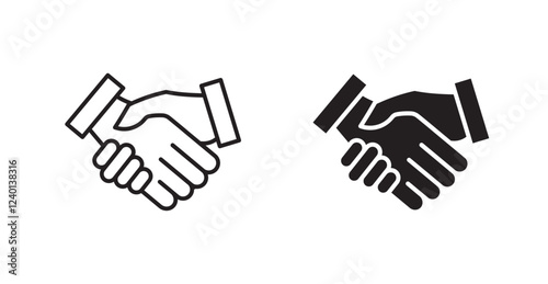 Handshake thin line and fill vector icons set