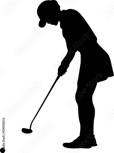 The woman golf player silhouette vector