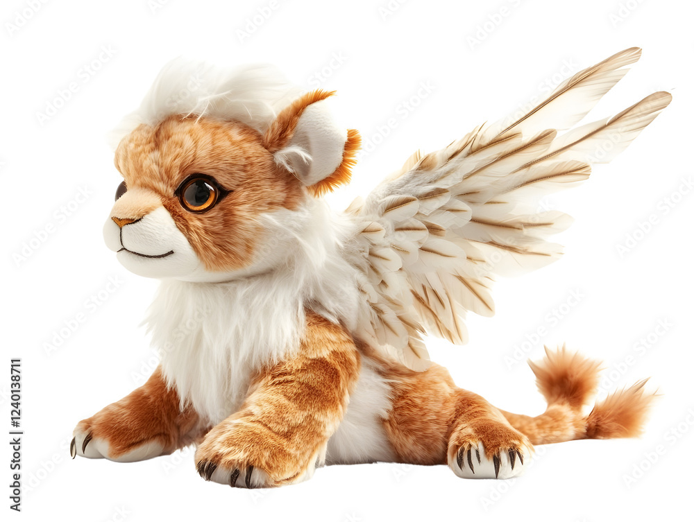 Obraz premium Adorable Winged Plush Lion Toy with Soft Fur and Bright Eyes
