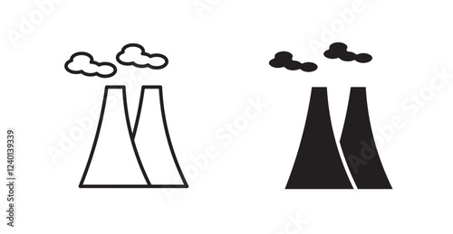 Pollution thin line and fill vector icons set