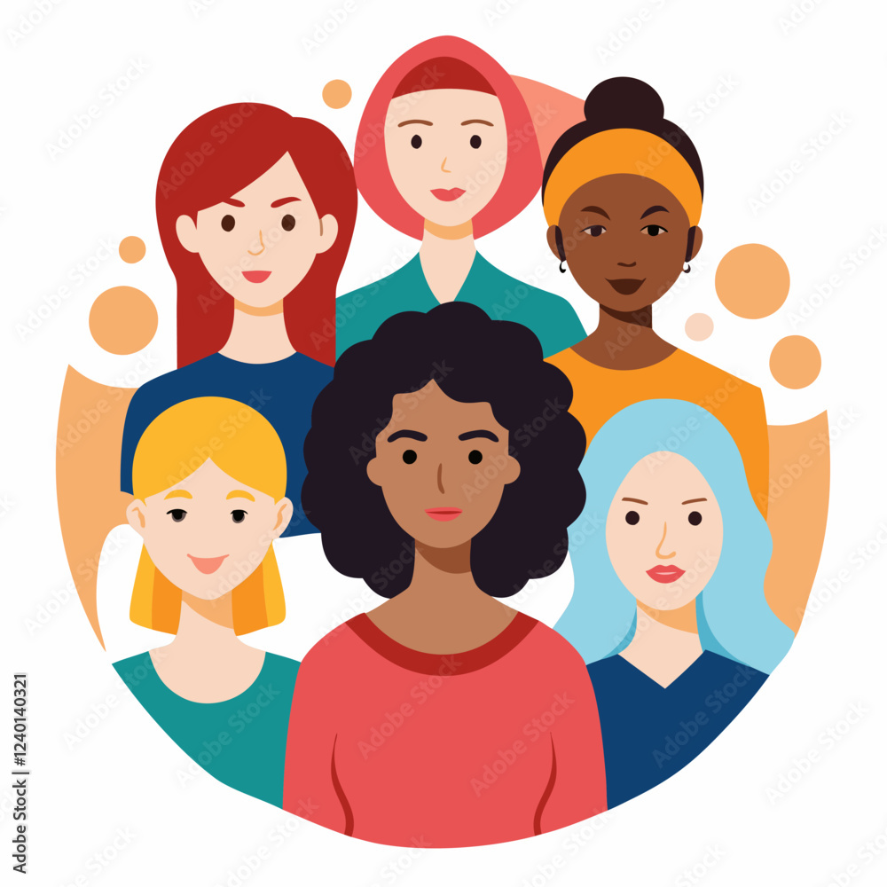 International Women's Day. Women of different nationalities and cultures. Women empowerment movement concept vector on white background. International Women's Day. Women of different nationalities and cultures. Women empowerment movement concept vector on white background.