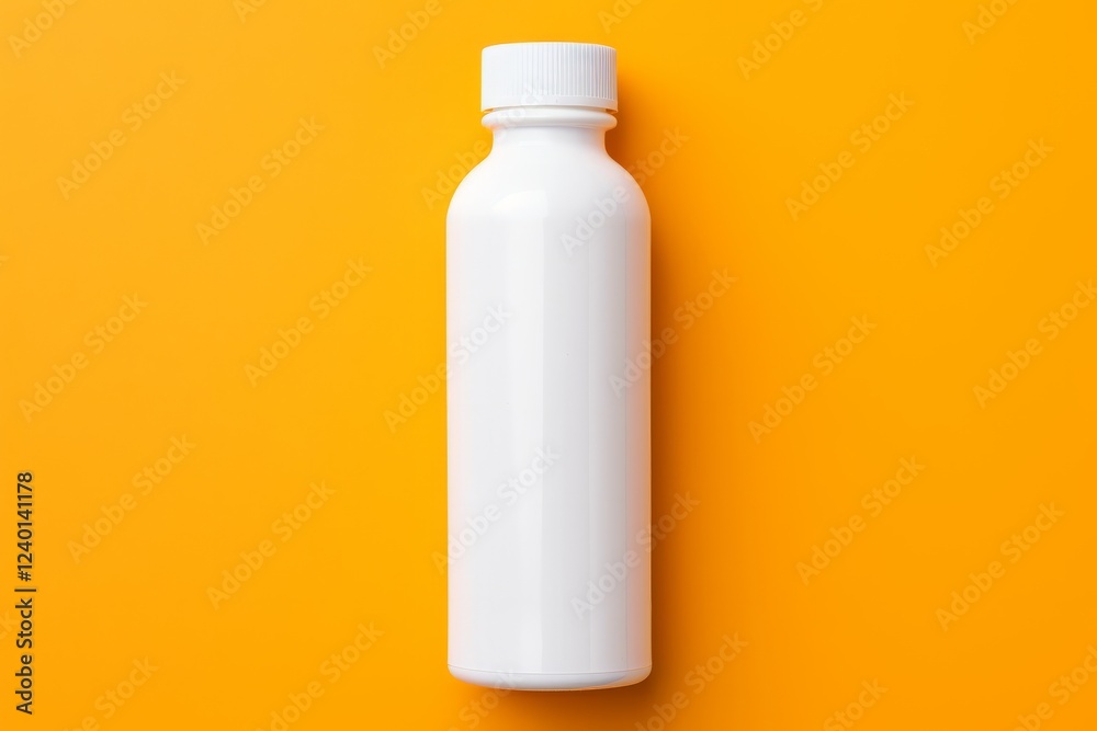 Simple elegance of a white bottle against a vibrant orange backdrop. Generative AI Simple elegance of a white bottle against a vibrant orange backdrop. Generative AI