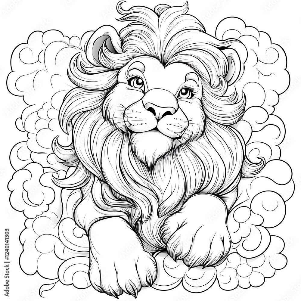 Obraz premium Roaring Lion Coloring Page for Creatives