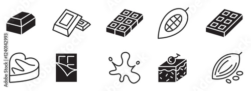 Cacao and Chocolate Vector Line Icons Set. editable