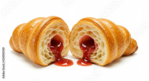 fresh strawberry croissant isolated bakery 