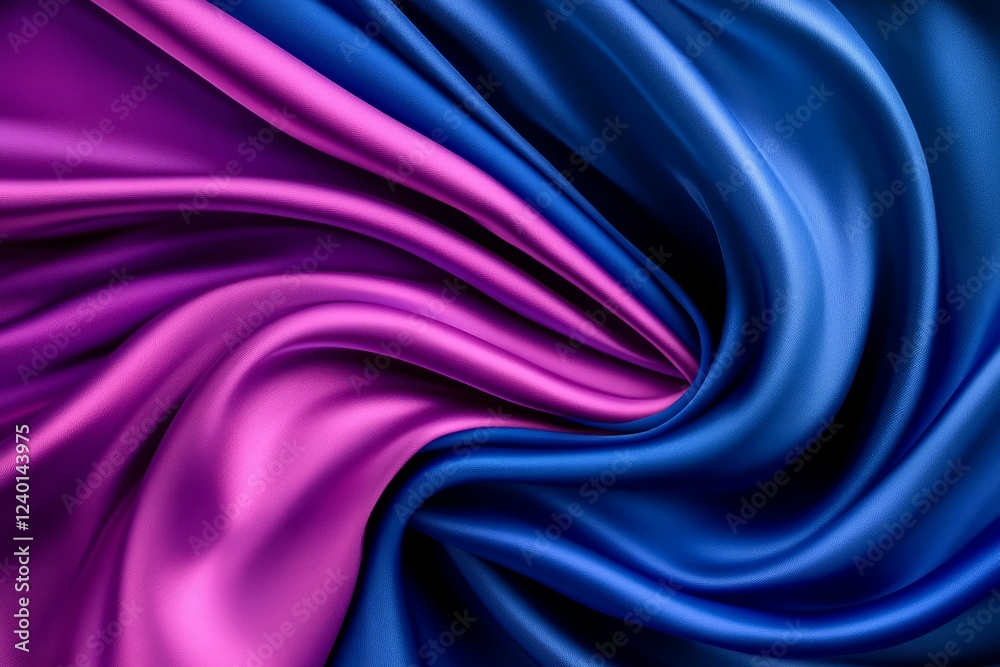 Blue and pink silk fabric draped on a surface for textiles and fashion backgrounds Blue and pink silk fabric draped on a surface for textiles and fashion backgrounds