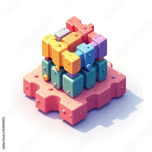 An isometric depiction of colorful addendum icon  