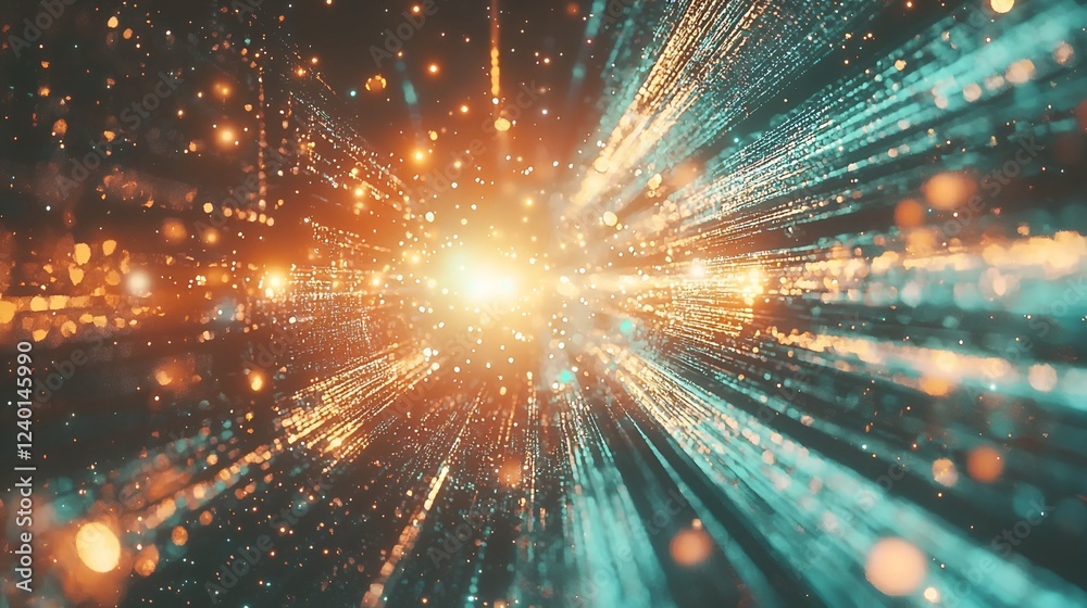 Fototapeta premium Futuristic data stream, cosmic speed, digital galaxy, abstract background, tech presentation
