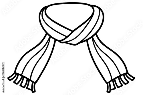 scarf outline coloring book page vector illustration, Scarf line art vector