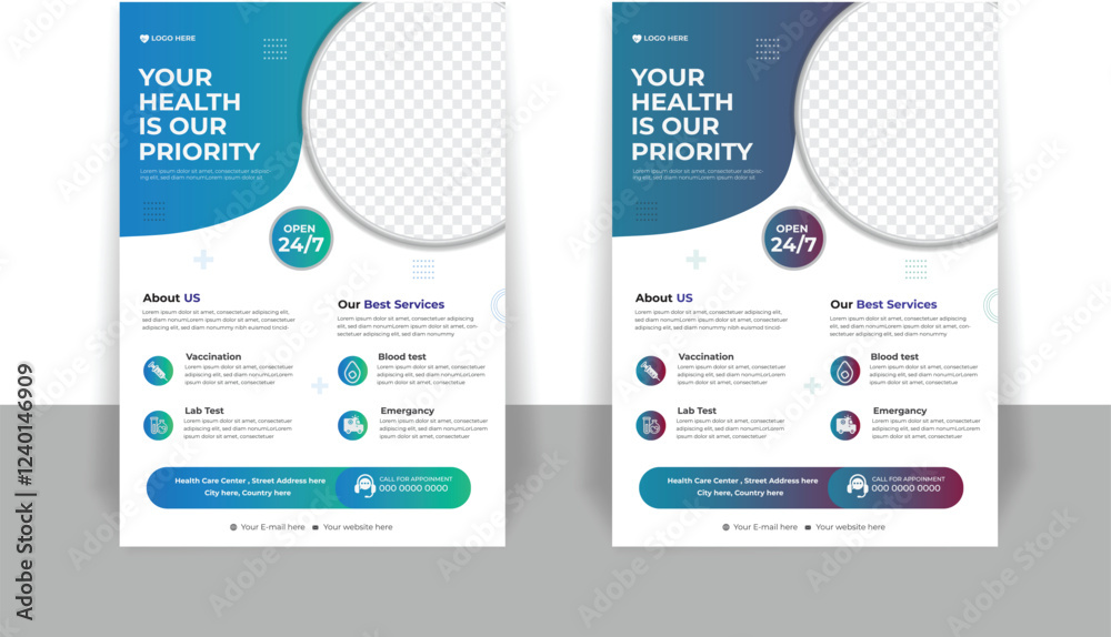 Obraz premium Professional Modern unique layout for medical flyer