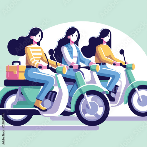 vector image of a person riding a motorbike