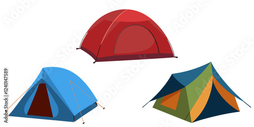 Illustration of a Camping travel tent equipment  isolated on White background
