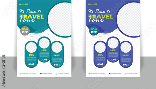 Mpdern travel flyer or poster for marketing design