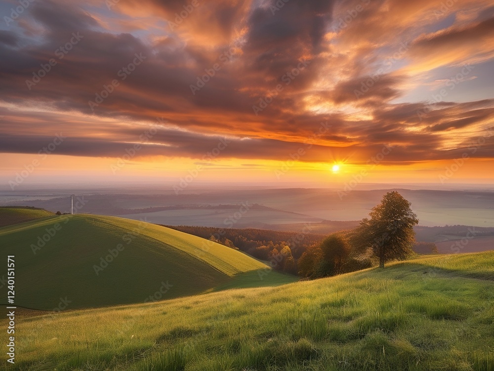 Fototapeta premium sunset over the field