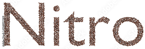 3D Render of 'Nitro' Word Created with Coffee Beans - Isolated on Transparent Background