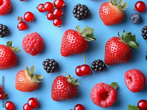 A vibrant assortment of berries in a professionally styled food photo
