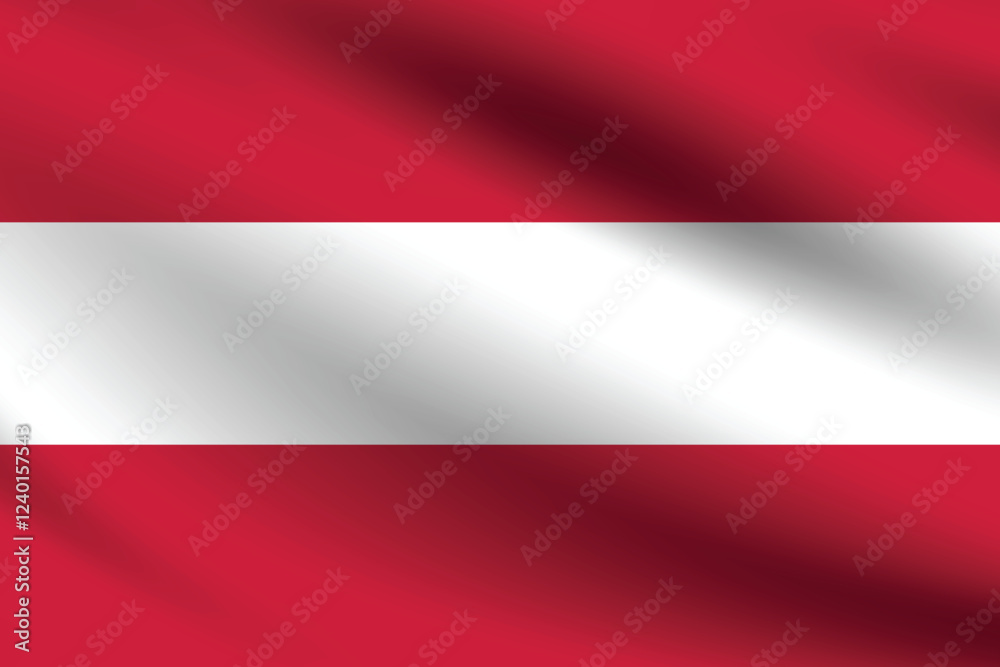 Naklejka premium Austria flag official colors and proportion digital vector illustration. Pleated flag.