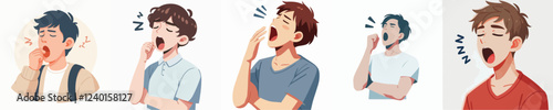 vector of young man yawning