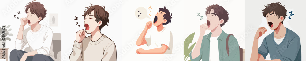 Obraz premium vector of young man yawning