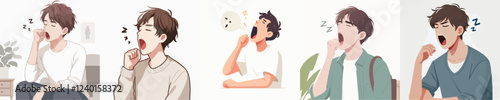 vector of young man yawning