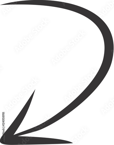 Hand drawn curved arrow vector. Graphic design element. Arrow symbol